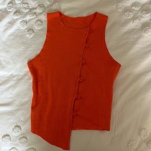Amazon orange ribbed button down tank top size S